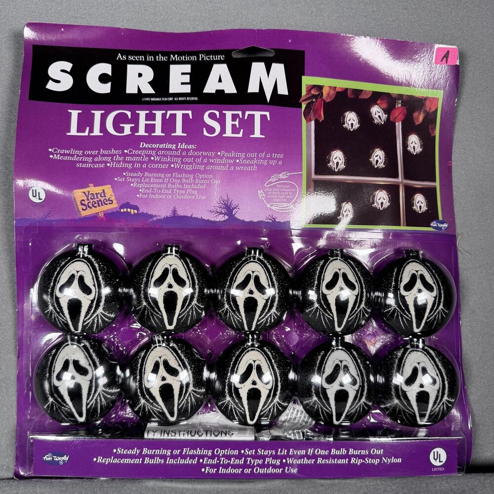 Vintage 1997‎ Scream Light Set Fun World Halloween Yard Scenes Ghostface Mask A